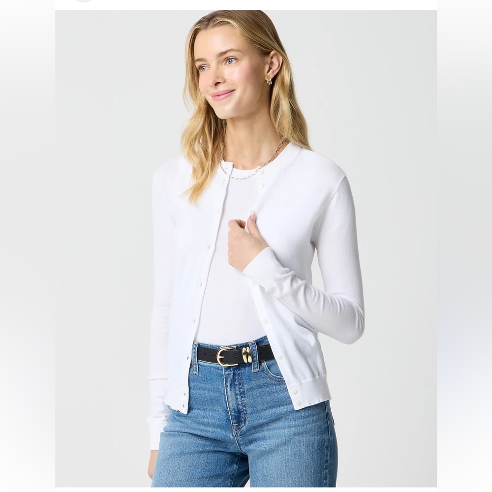 J. Crew Women's White Cotton Button-Up Cardigan Classic Size XL NWT